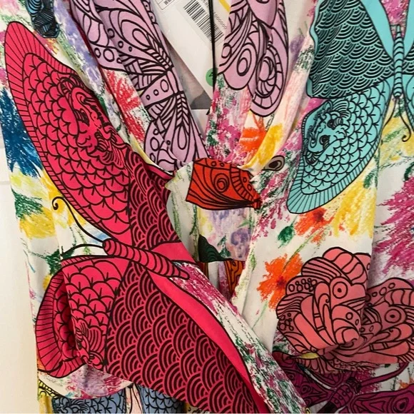 New Ultrachic wrap dress floral Chinese dragon butterfly print limited edition - Picture 6 of 16